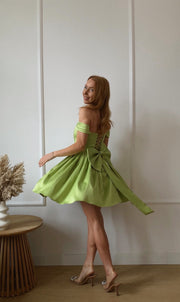 GRACE GREENERY BOW DRESS